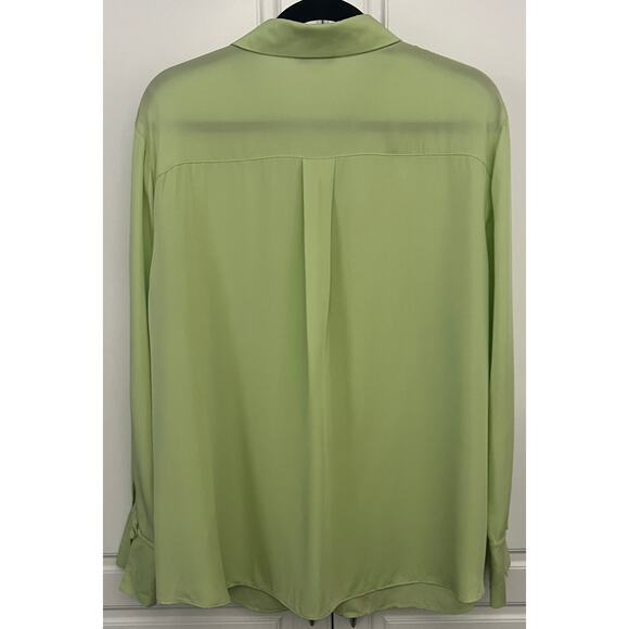 Lafayette 148 NY Looped Button 100% Silk Blouse in Key Lime Green Size 1X - Picture 2 of 7